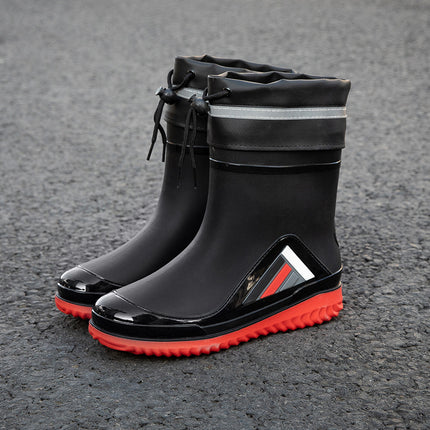 New men's rain boots non-slip thick-soled waterproof boots wear-resistant fashion outer wear car wash work rubber shoes overshoes men's thick