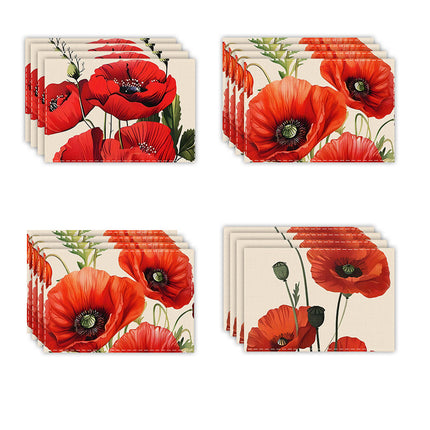 Amazon's New Poppy Linen Table Flag Digital Printing Insulation Mat Household Western Place Mat Student Bowl Mat Wholesale