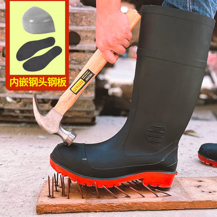 High Steel Toe steel bottom protective boots rain boots neutral no LGOO black mining boots anti-smashing anti-puncture foot protection boots