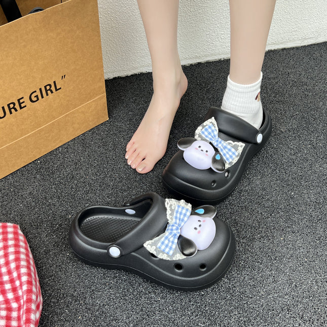 Summer New Cute Cartoon Dog Clogs Thick-Soled Non-Slip Toe-Toe Slippers 2025 New Outer Wear Clogs