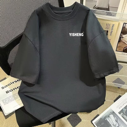 100% Pure Cotton Heavyweight Round Neck T-Shirt Top 2025 Summer New Fat mm Plus Size Couple Wear Short-Sleeved T-Shirt Bottoming Shirt