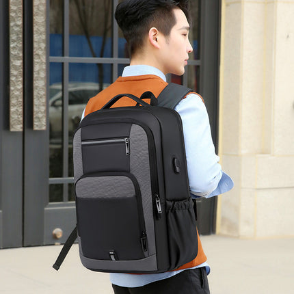 17inch Large Capacity Backpack Multifunctional USB Interface Storage Business Backpack Casual Travel Wear-Resistant Computer Bag