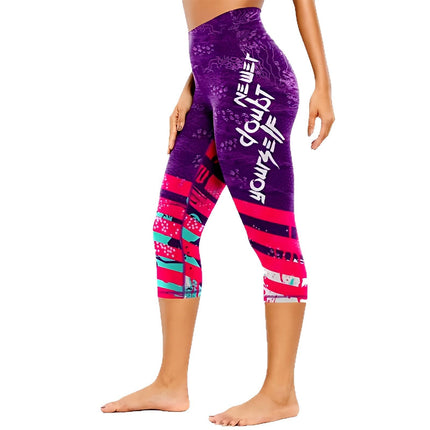 Cross-border New European and American Fashion Printed Yoga Pants Summer Thin Cropped Pants Outdoor Sports Fitness Yoga Shorts