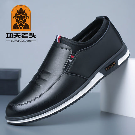 Cross-border Men's Shoes Casual All-match Sneakers Low-top Korean Style White Shoes Genuine Leather Cowhide British Height-increasing Leather Shoes for Men