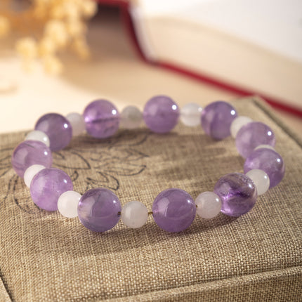 Xiaohongshu's Popular Nine Purple Fire Natural Amethyst Bracelet, Tianshan Green Bead Bracelet, Jewelry Wholesale for Stall Selling