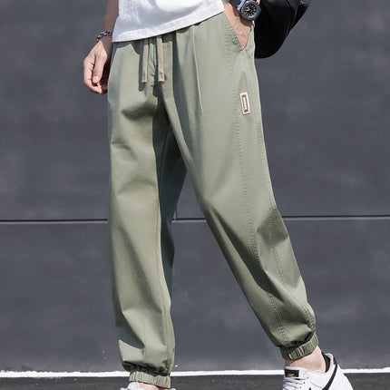 Summer Cargo Pants for Men, Trendy Brand, Loose Casual Jogger Nine-Point Pants, Harem Light Green Pants for Men