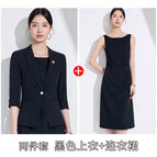 Two-piece set black suit + dress / S