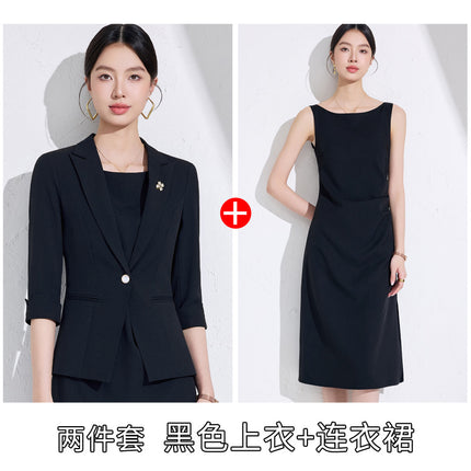 Blue Professional dress Women's Spring and Summer High Sense Host Formal Occasion Business Suit Skirt Two-piece Suit