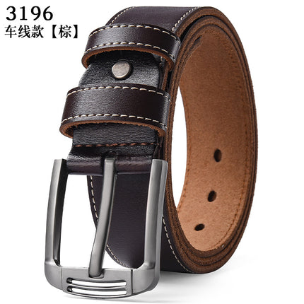 Cross-border supply men's belt pin buckle men's cowhide leather belt young and middle-aged retro pants belt factory wholesale