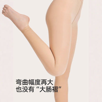 Autumn and Winter New High-Waisted Skin-Colored Leggings with Fleece Lining, Thickened and Extended, Glossy Bare-Leg Effect