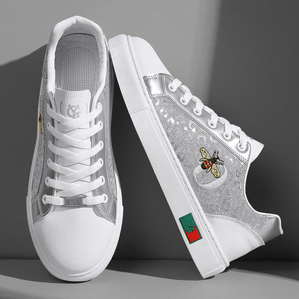 2026 Spring Men's Fashion Embroidered Trendy Sneakers Versatile Comfortable Classic Student Low-Top Round-Toe Casual Shoes