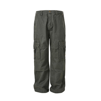 MADEEXTREME Spring New Men's Washed Old Tooling Pocket Loose Casual Pants Straight Pants