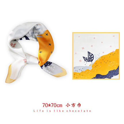 Spring and Summer 70cm Small Square Scarf Women's Autumn and Winter New Foreign Style Fashion All-match Shake Tone Same Scarf Scarf