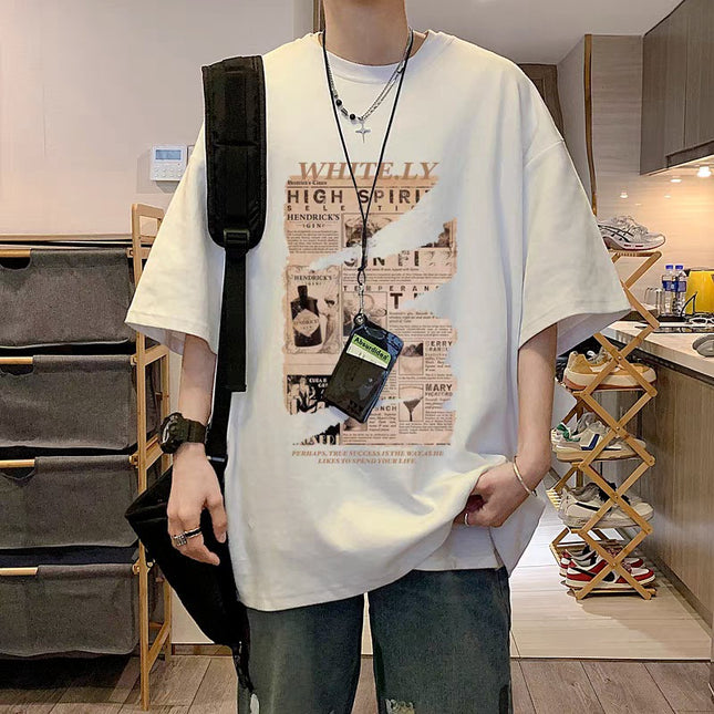 2025 New American Trendy Brand Letter Printed Short-Sleeved T-Shirt Men's Summer Ins Trendy Brand Loose Casual Top