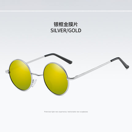 801 Hong Kong Style Small Round Mirror Retro Polarized Sunglasses for Women Prince Mirror Spring Leg Sunglasses for Men Wholesale