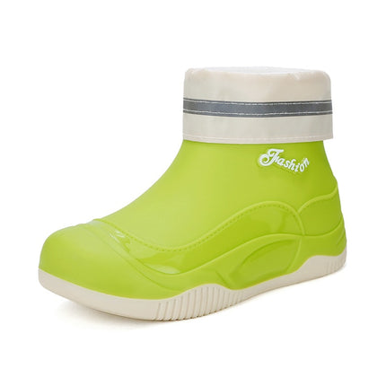 Foreign Trade Women's Rain Boots Short Outer Wear Waterproof Rain Boots fleece-lined Water Shoes Kitchen Car Washing Work Non-slip Wear-resistant Rubber Shoes