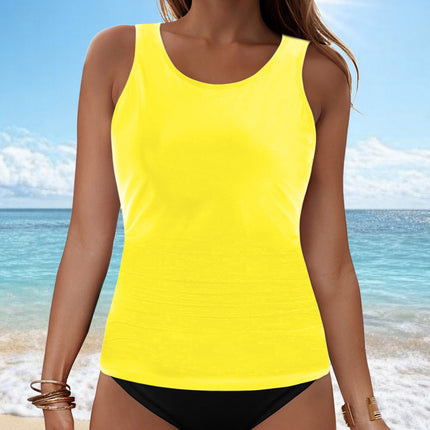 2025 New Cross-Border European and American Solid Color Two-Piece Swimsuit Solid Color Sexy Bikini Beach Hot Spring Swimwear Top