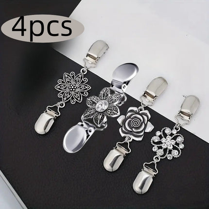 European and American Retro Alloy Sweater Clip Scarf Cardigan Button Shirt Collar Clip Anti-Exposure Beam Tight Clip Brooch Factory Direct Sale