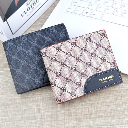 New Men's wallet men's short multi-card card holder European and American retro wallet men's youth plaid printed Soft Wallet