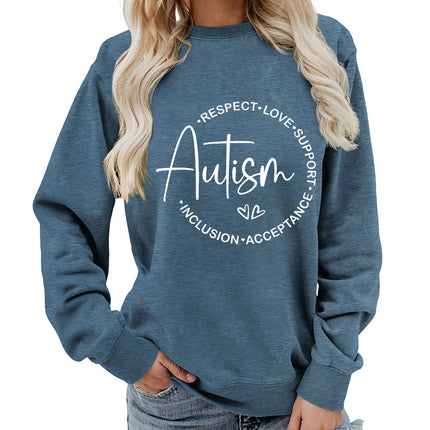 Foreign trade supply autism printing round neck women's coat vests foreign trade supply autumn and winter coat leisure wide pine Europe