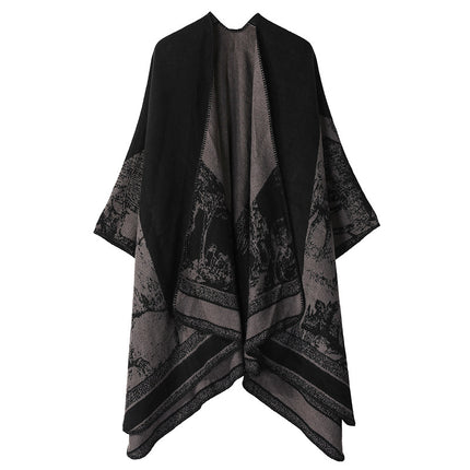 Jiangnan Watertown Knitted Shawl High-end Ethnic Style Cloak Western Sichuan Yunnan Travel Wear Imitation Cashmere Cape Women