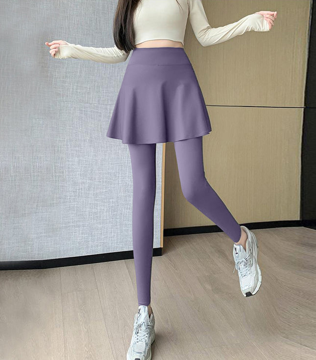 Fashion Fake Two-piece Sports Culottes Fitness Pants Women's Running Training Yoga High Elastic Anti-walking Sports Pants Women