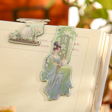 Talk about giving a spring series bookmark national style figure illustration reading special-shaped magnetic bookmark antique creative bookmark