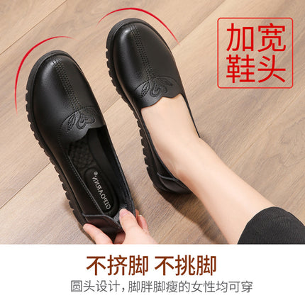 Mom's Shoes, Single Shoes for Middle-Aged and Elderly Women, Grandma's Non-Slip Soft-Soled Comfortable Shoes, 2026 New Model, Middle-Aged Flat Leather Shoes for Spring and Autumn