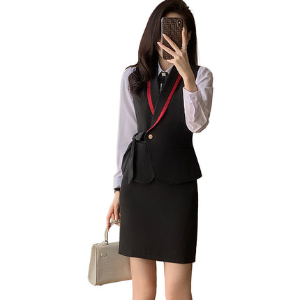 Professional suit women's waistcoat workwear hotel front desk strap vest jewelry store beautician work clothes temperament suit