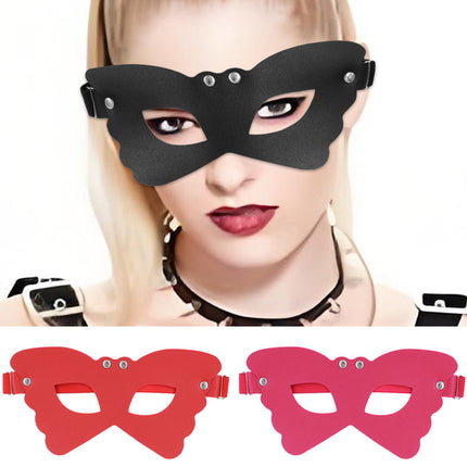 Fun European and American Punk Style Leather Butterfly Lace Mask Storeband Adjustable Eyeshield Prom Dress Mask