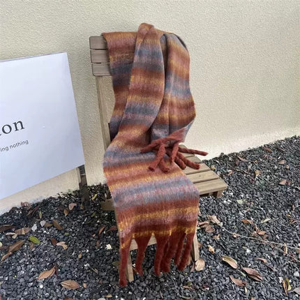 Atmospheric Imitation Cashmere Plaid Scarf for Women in Winter Thickened Warm Scarf for Students Versatile Scarf Live Broadcast Hot Cross-Border