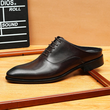 Trendy Foreign Trade Half-Slippers, Business Formal Leather Sandals, Genuine Leather Slip-On Outdoor Clogs, Fitting Room Men's Shoes