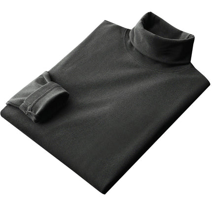 Rongde Turtleneck Bottoming Shirt Double-Sided Inner Spring Long-Sleeved Men's T-Shirt Brushed Heating Warm Top Thick 1688