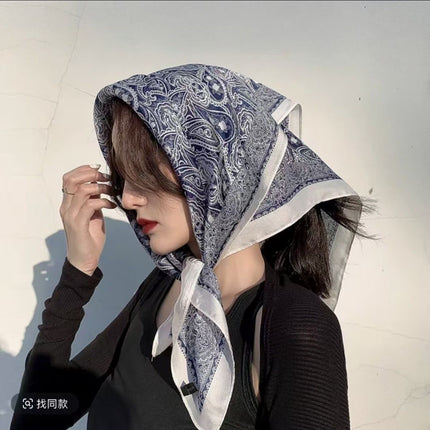 Nice-Looking Small Silk Scarf Korean Ins Style Versatile Fashionable Spring & Fall Decorative Square Scarf Tied Hair Tied Bag Thin Scarf