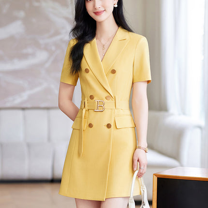 French Hepburn Style Small Black Dress High Sense High Cold Royal Sister Fried Street Small Fragrance Style Pleated Professional Suit dress Summer
