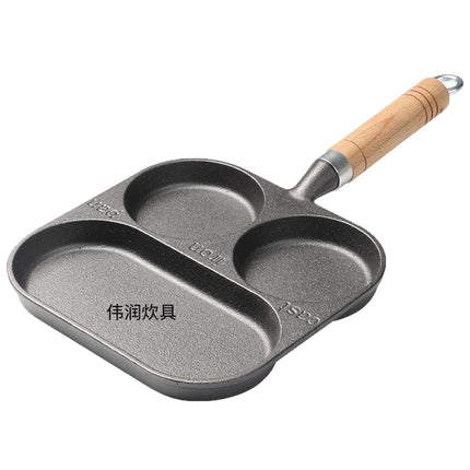 Cast Iron Egg Frying Pan 3-in-1 Breakfast Pan Burger Pan Non-Coated Frying Pan Skillet Integrated New Egg Frying Tool