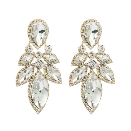 European and American high-end party earrings Women's Super flash fashion ins Wind alloy geometric earrings glass diamond earrings wholesale