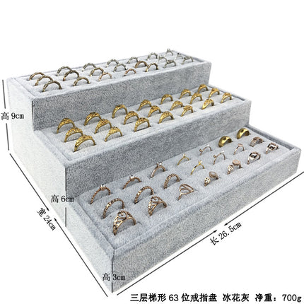 Ice Flower Velvet Jewelry Box Display Plate Ring Bracelet Trapezoidal Jewelry Display Stand Gold and Silver Jewelry Props