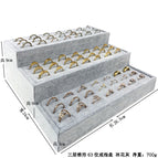 Three-layer trapezoidal 63-position ring seat (gray ice velvet / Please see picture detailed size