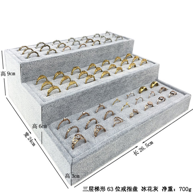 Yuanyiro Velvet Jewelry Three-Layer Ring Display Stand Earrings Jewelry Display Storage Silver Jewelry Thin Bracelet Tray