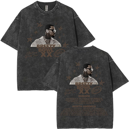 Vintage Washed Chris Brown Pop Music Album Cover Graphic t Shirt