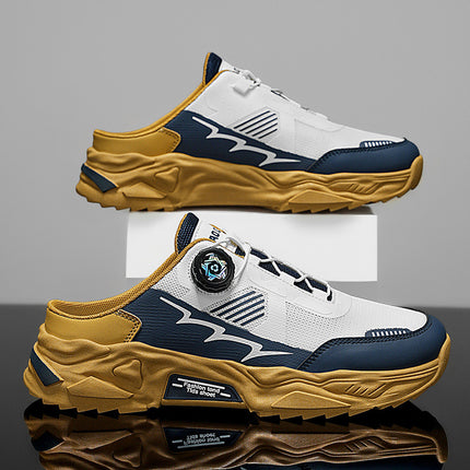 2025 Summer New Style Mesh Breathable sneaker Korean Style Half-support Trendy Men's Shoes Thick Sole Non-slip Casual Running Shoes