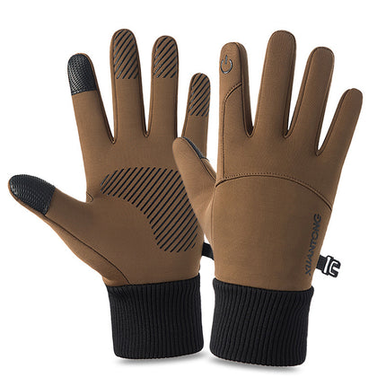 Cross-border Autumn and Winter Riding Gloves Men's and Women's Outdoor Waterproof Ski Non-slip Touch Screen Gloves Warm fleece-lined Full Finger Gloves