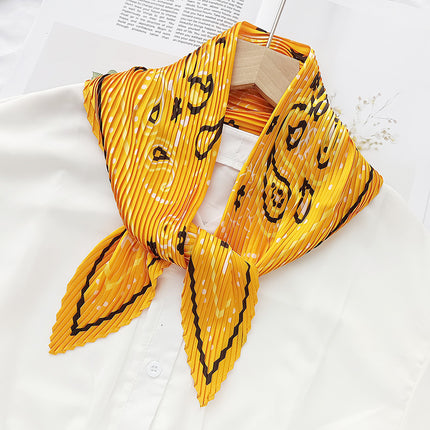 New wrinkled small square scarf female Korean imitation silk printed wrinkled small scarf Joker scarf decorative scarf wholesale