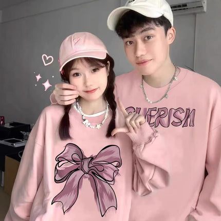 High-End Men's and Women's Long-Sleeved Ins-Style Tops, Special Couple Wear, Autumn and Winter Velvet Round-Neck Sweatshirts, Trendy Brand Class Uniforms