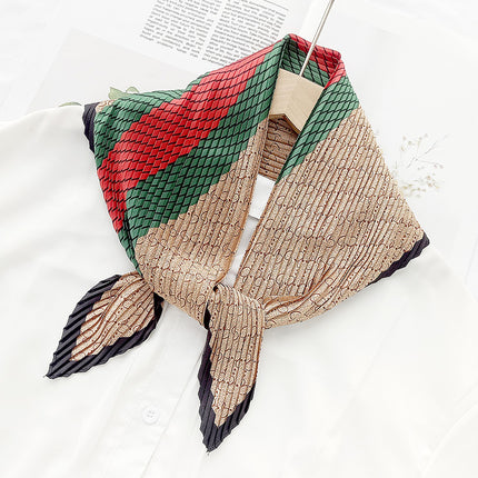 New wrinkled small square scarf female Korean imitation silk printed wrinkled small scarf Joker scarf decorative scarf wholesale