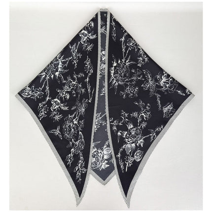 New Stylish and Elegant Mulberry Silk Lace Twill Triangle Scarf Collection for Professional Women