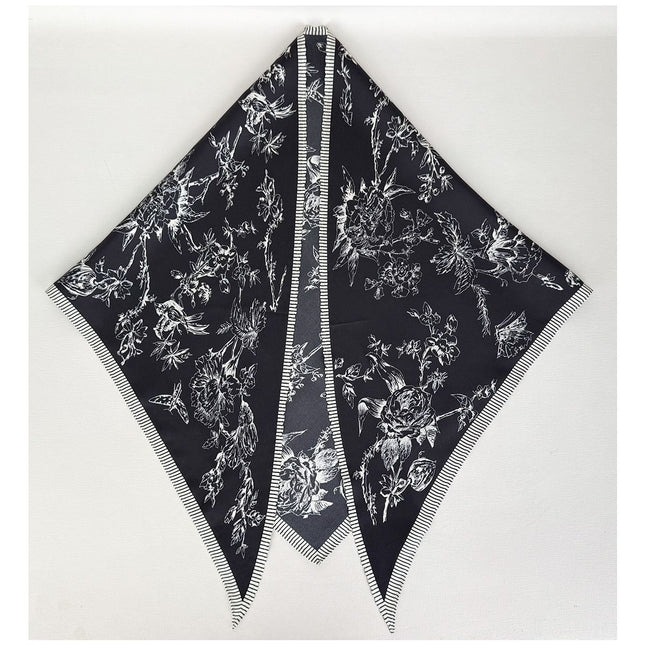 New Stylish and Elegant Mulberry Silk Lace Twill Triangle Scarf Collection for Professional Women