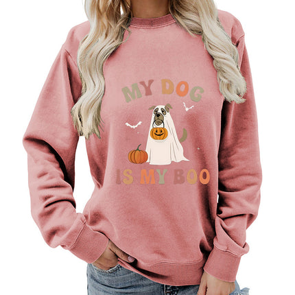 Amazon Cross-border Foreign Trade Source my dog Printed Round Neck Women's Jacket Sweatshirt Jacket Casual Loose European Size
