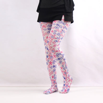 Cross-Border Spring and Autumn Thin Pantyhose Women's Stockings Red Lip Plaid Star Print Pantyhose Leggings Summary Wholesale